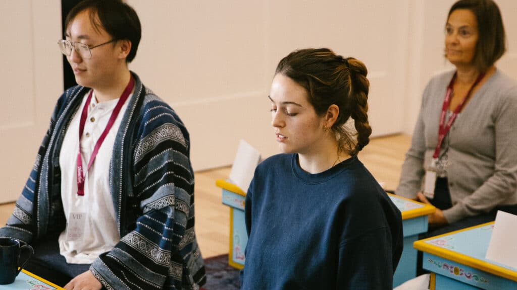 A group of student meditating