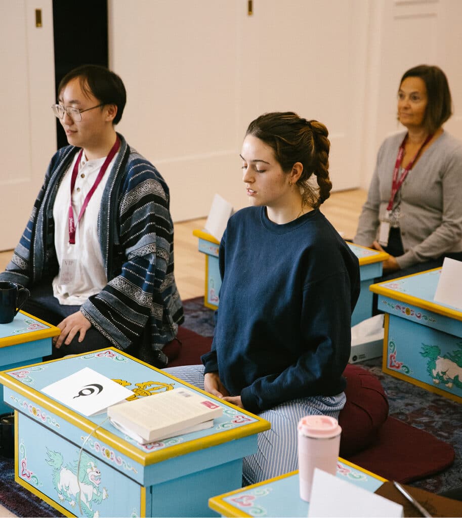 Students engaged in a meditation session during a Namchak retreat,